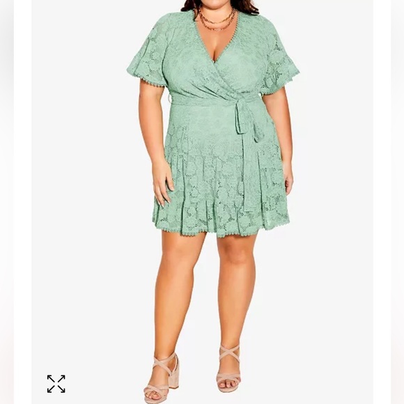 NEW City Chic Dress Garden kisses Hill Lace Wrap Dress size XXL/24